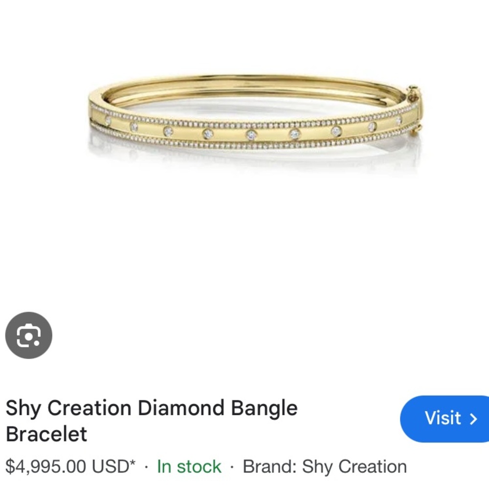 shy creation bangle 14k gold diamonds bracelet - Picture 2 of 7
